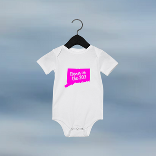 Born In The 203-  Long Sleeve Onesie