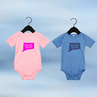 Born in The 203 Short Sleeve Onesie