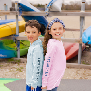Kid's Blue Hooded UPF Sun Shirt