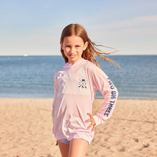 Kids Pink Hooded UPF Sun Shirt