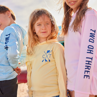 Kids Pink Hooded UPF Sun Shirt